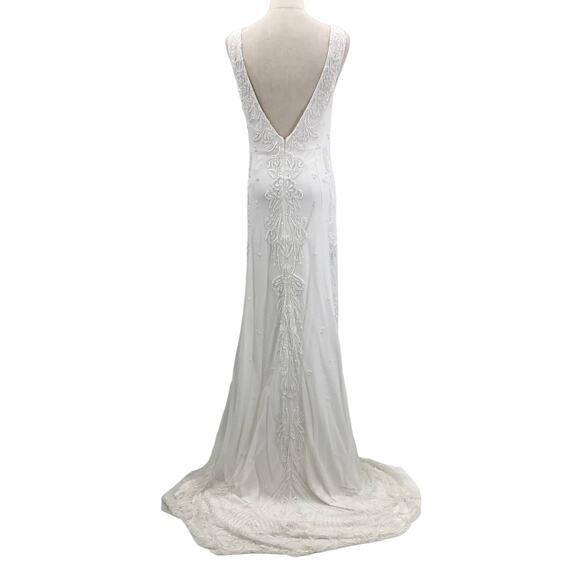 LULU'S XS White Passionate Romance Beaded Sequin Mermaid Maxi Dress NEW 0B7 - Picture 5 of 11